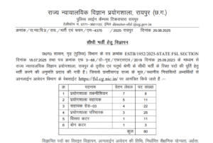 Chhattisgarh Forensic Science Laboratory Recruitment 2025