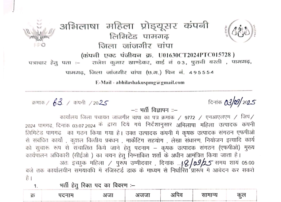 जनपद पंचायत पामगढ़ भर्ती 2025: अधिसूचना, पात्रता और आवेदन प्रक्रिया 1 Janpad Panchayat Pamgarh Recruitment 2025